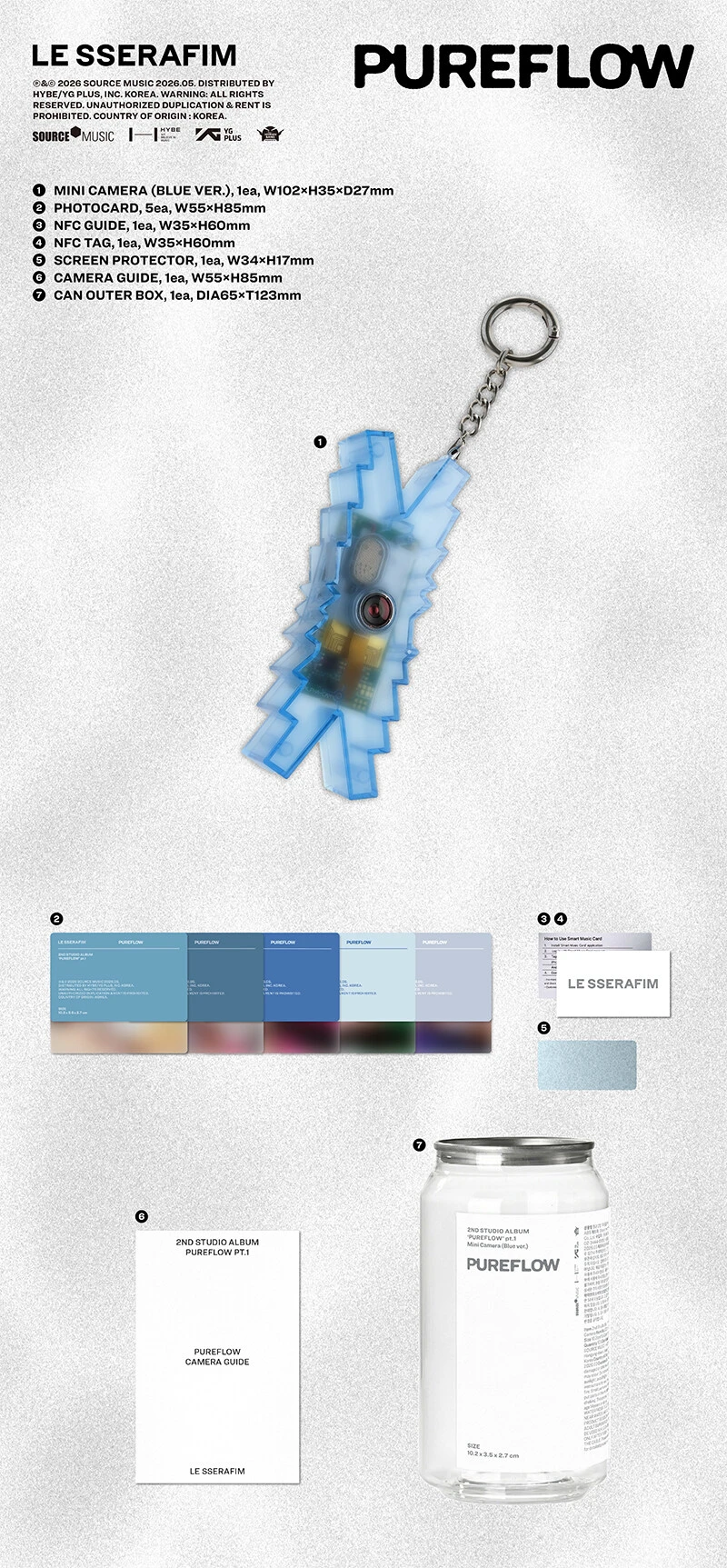 (Mini Camera Blue ver.) LE SSERAFIM / 2nd Studio Album PUREFLOW pt.1