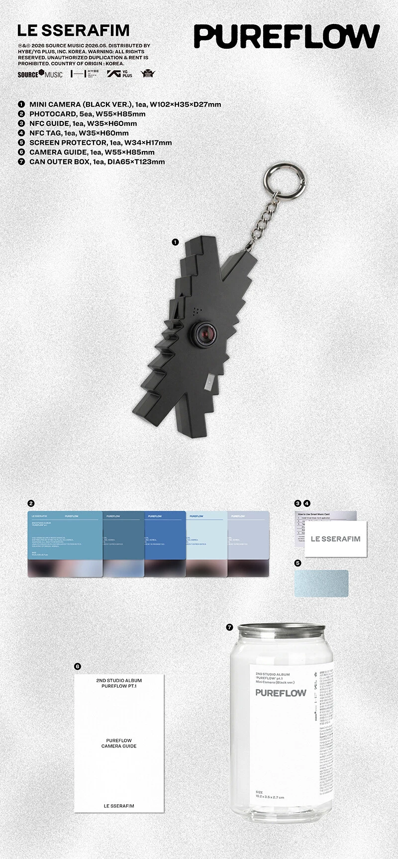 (Mini Camera Black ver.) LE SSERAFIM / 2nd Studio Album PUREFLOW pt.1