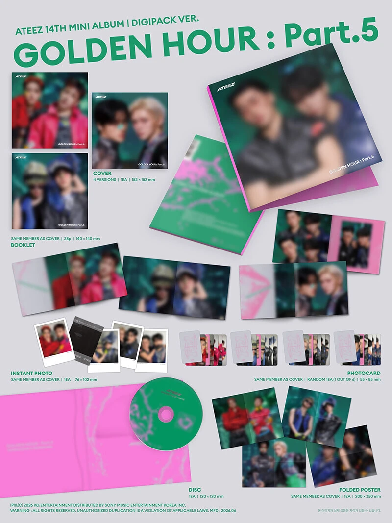 (DIGIPACK UNIT ver. Random) ATEEZ - GOLDEN HOUR : Part.5 (14th Mini Album)