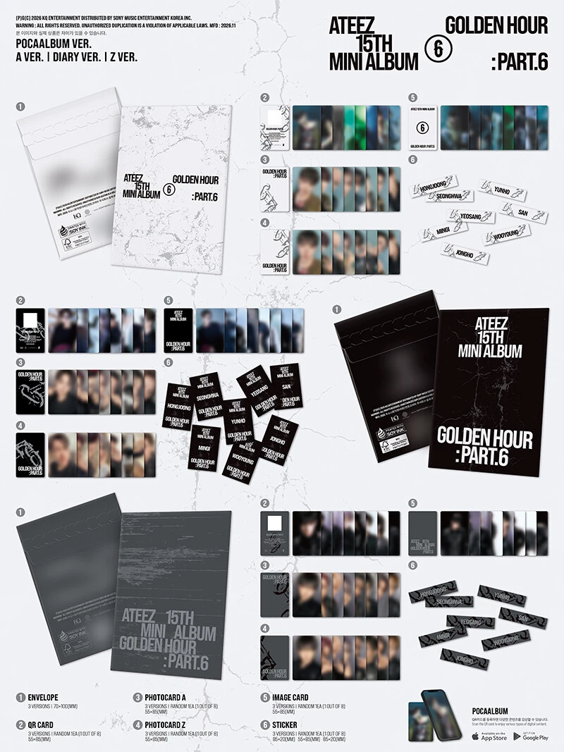 (POCAALBUM Version Choice) ATEEZ - GOLDEN HOUR : Part.6 (15th Mini Album)