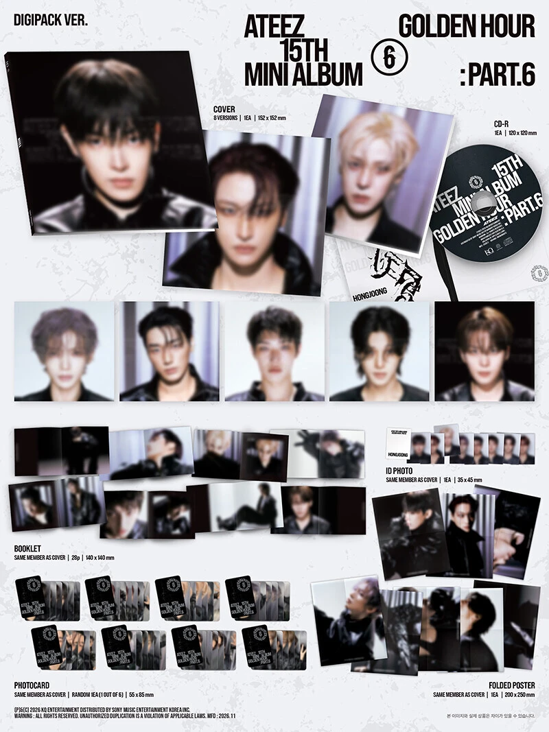 (DIGIPACK Version Choice) ATEEZ - GOLDEN HOUR : Part.6 (15th Mini Album)